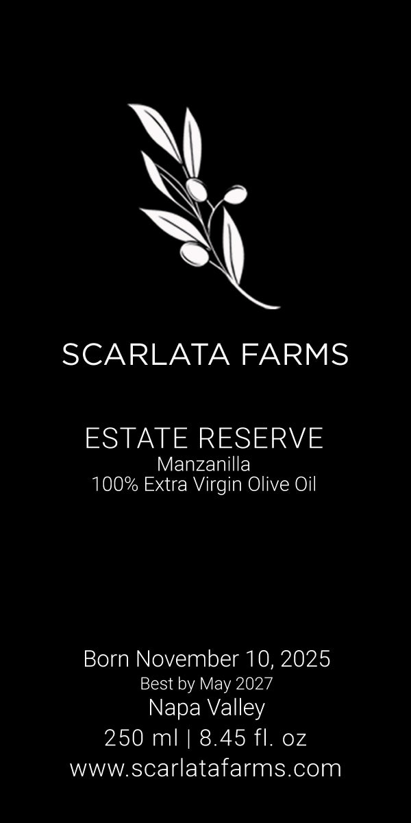 Scarlata Farms Extra Virgin Olive Oil-2025 Napa Valley